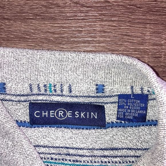 Mens Chereskin Knitted Large Gray & Blue Polo - Picture 3 of 8